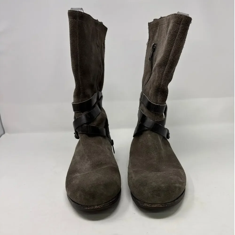 UGG Boots Womens Size 9 Grey & Black Deanna Burnished Suede Leather Riding Moto